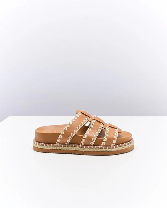Walnut Melbourne - Iva Leather Slide - Coconut Tan