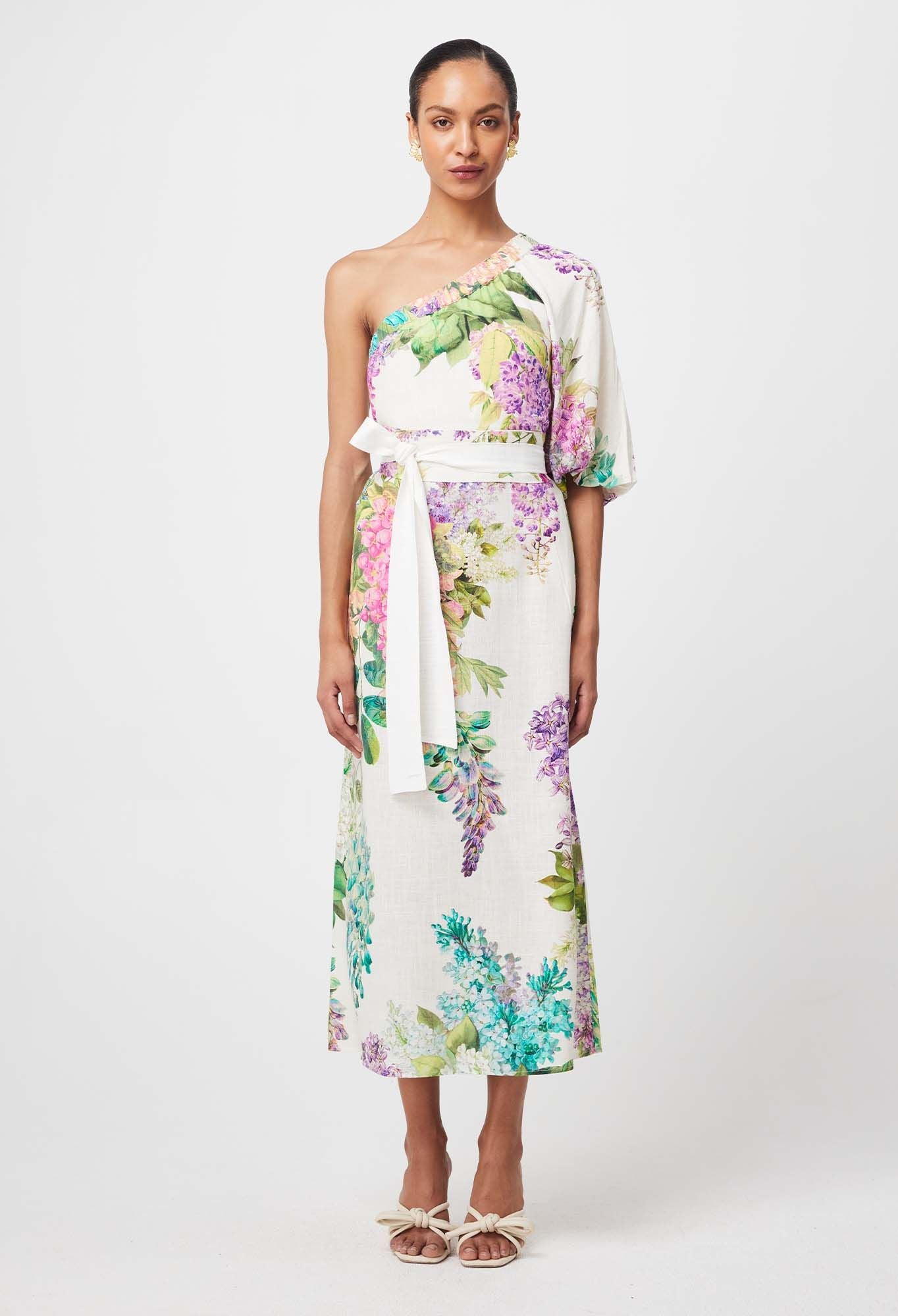 Once Was - Bahia Linen Viscose Dress - Wisteria Alba