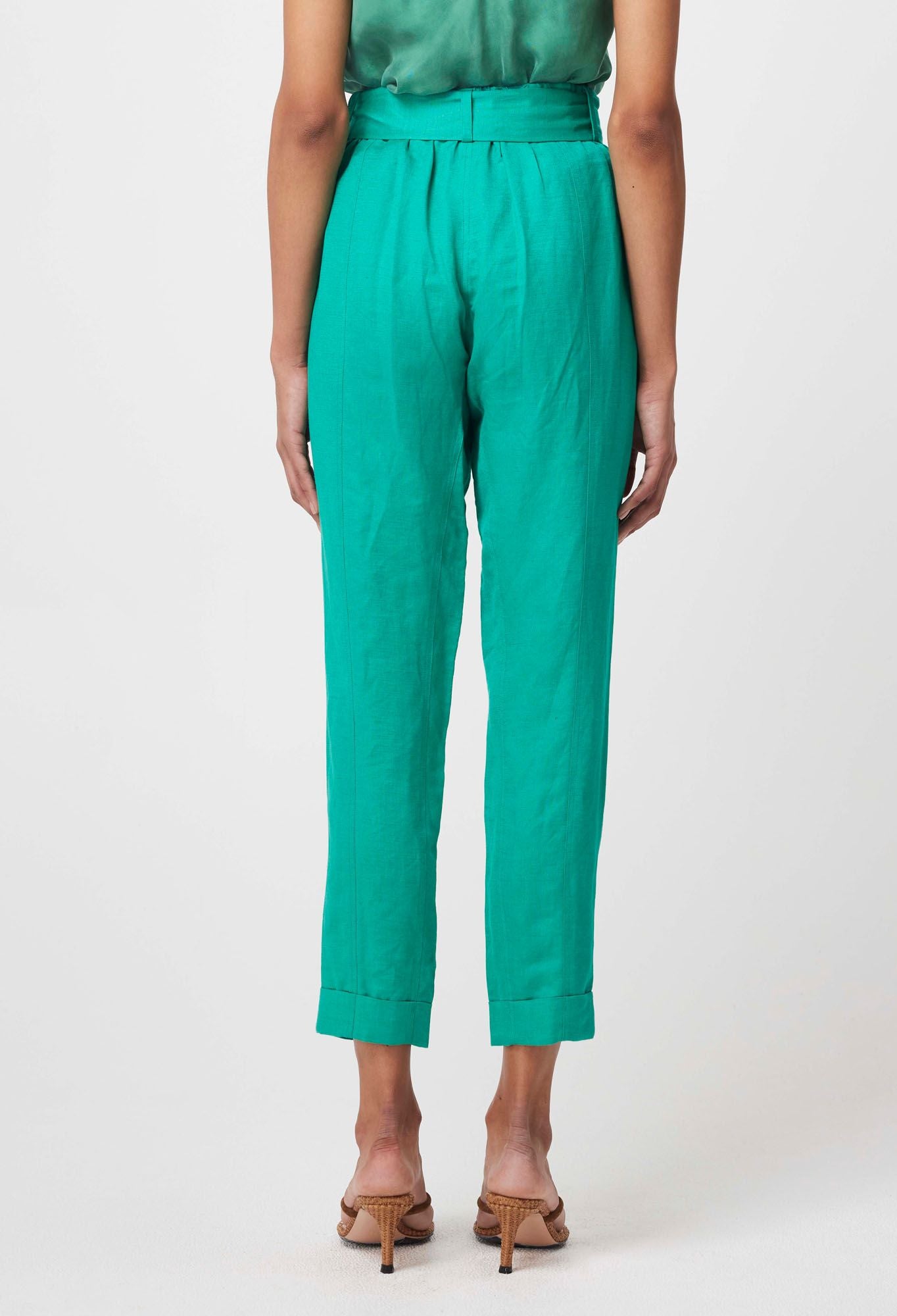 Once Was - Transit Linen Viscose Pant - Bay Green
