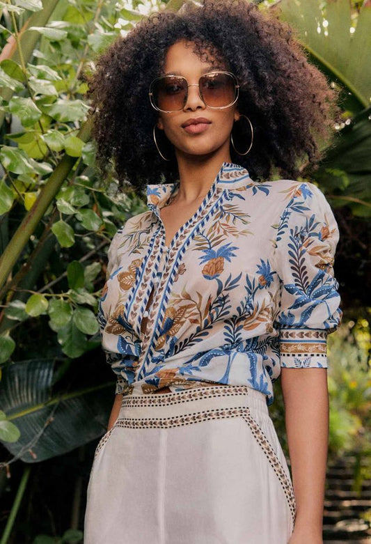 Once Was - Calantha Cotton Silk Shirt - Golden Medina