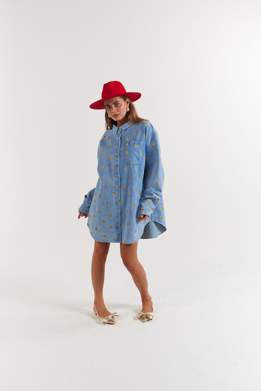 La Bohème Girls - Clyde Shirt  - Denim Hearts