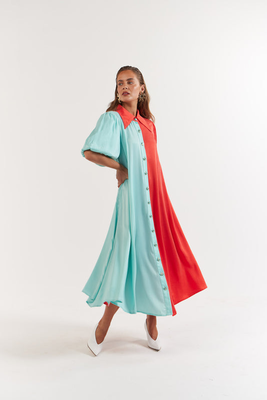 La Bohème Girls - Peyton Midi Dress - Tangerine Aqua