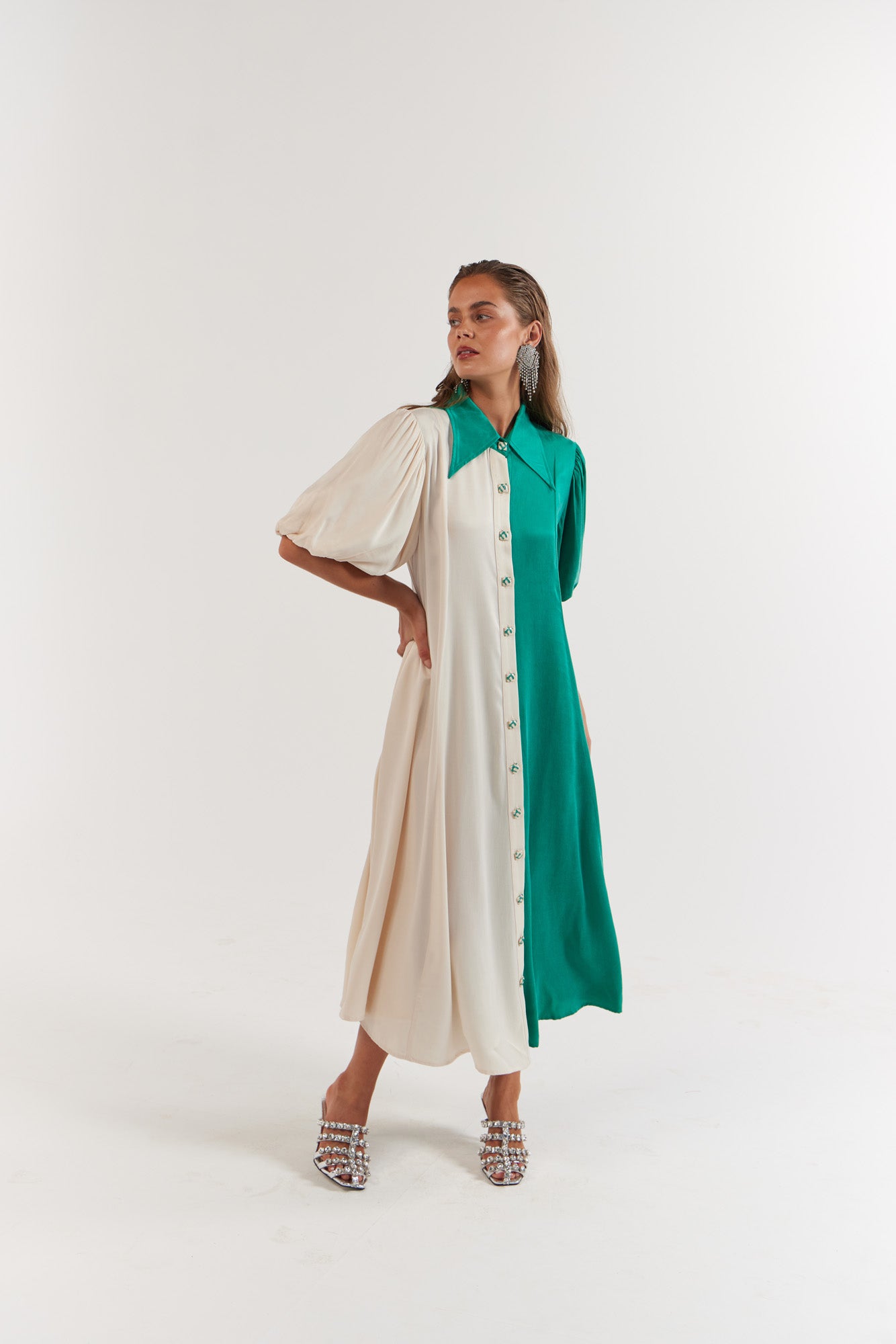 La Boheme Girls - La Bohème Girls Peyton Midi Dress - Emerald Ivory