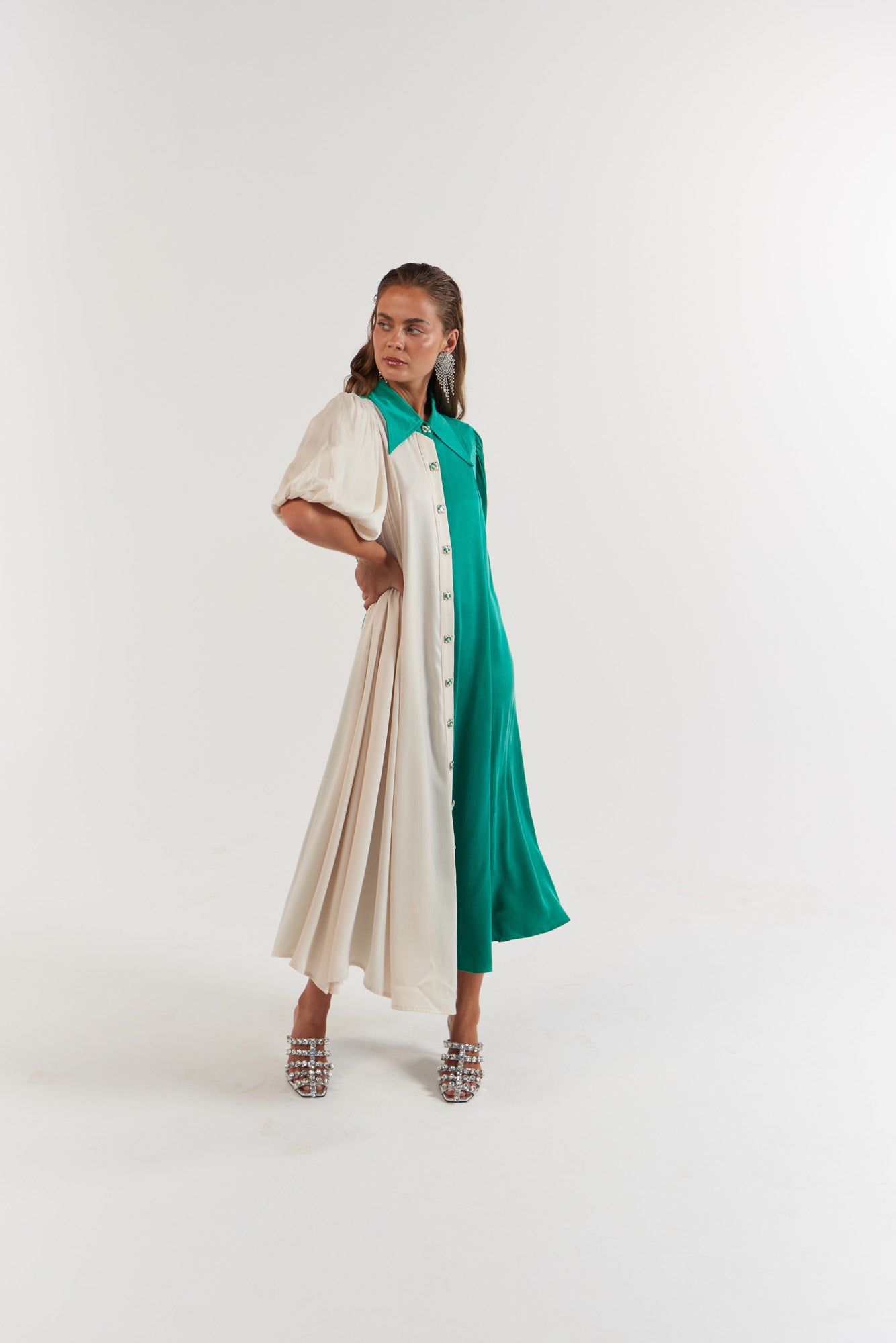 La Boheme Girls - La Bohème Girls Peyton Midi Dress - Emerald Ivory