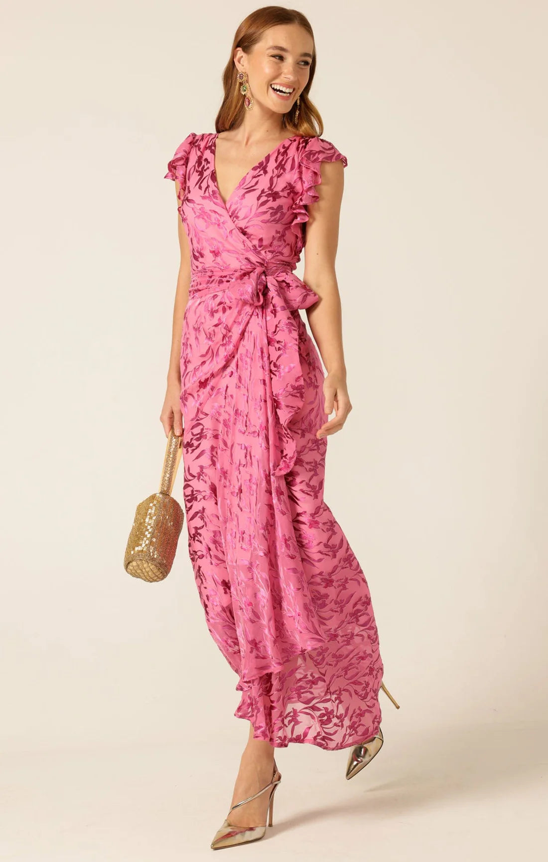 Sacha Drake - Bella Rose Maxi Wrap Dress - Magenta Botanical