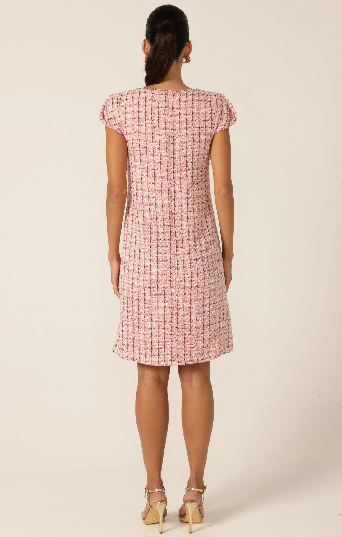 Sacha Drake - Celestine Shift Dress - Pink White Tweed