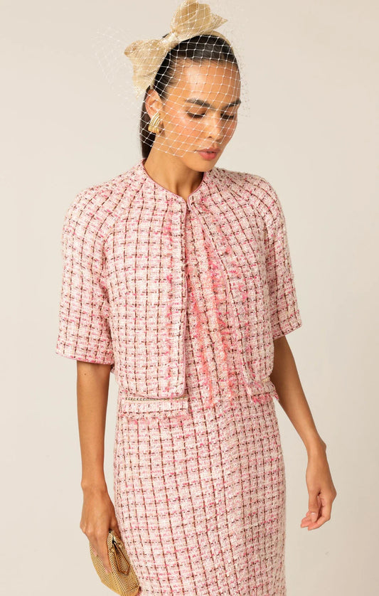Sacha Drake - La Rose Jacket - Pink White. Tweed