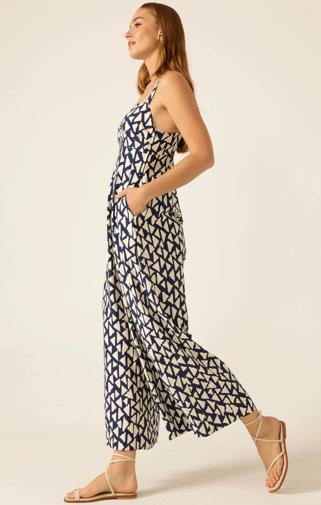 Sacha Drake - Seaside Muse Jumpsuit - Navy Cream Abstract