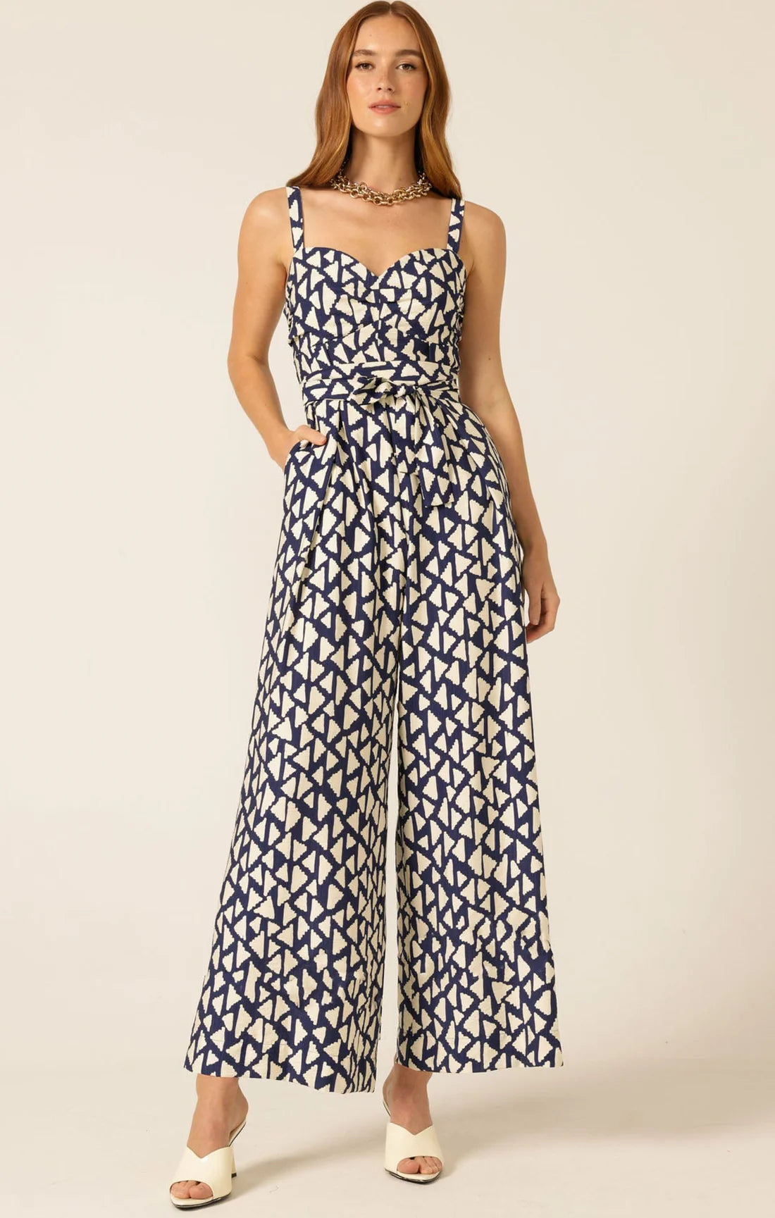 Sacha Drake - Seaside Muse Jumpsuit - Navy Cream Abstract