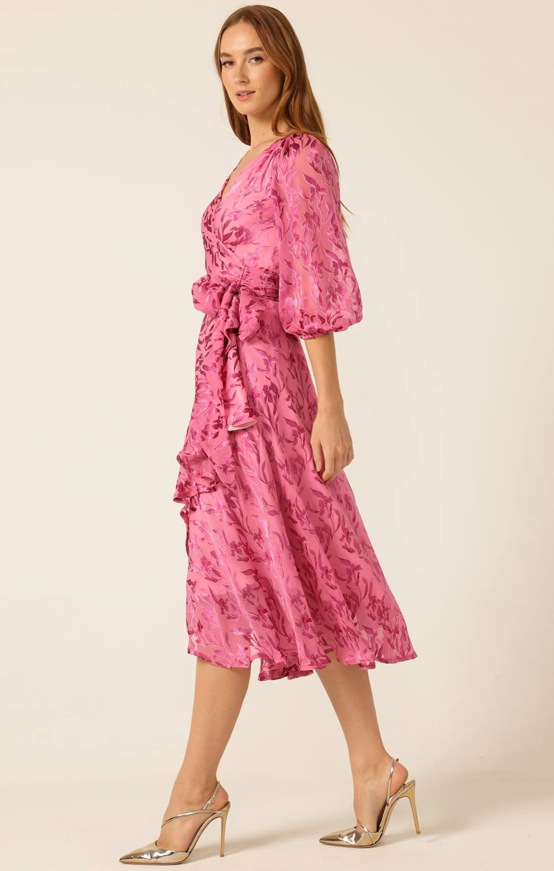 Sacha Drake - Sherbet Breeze Midi Wrap Dress - Magenta Botanical