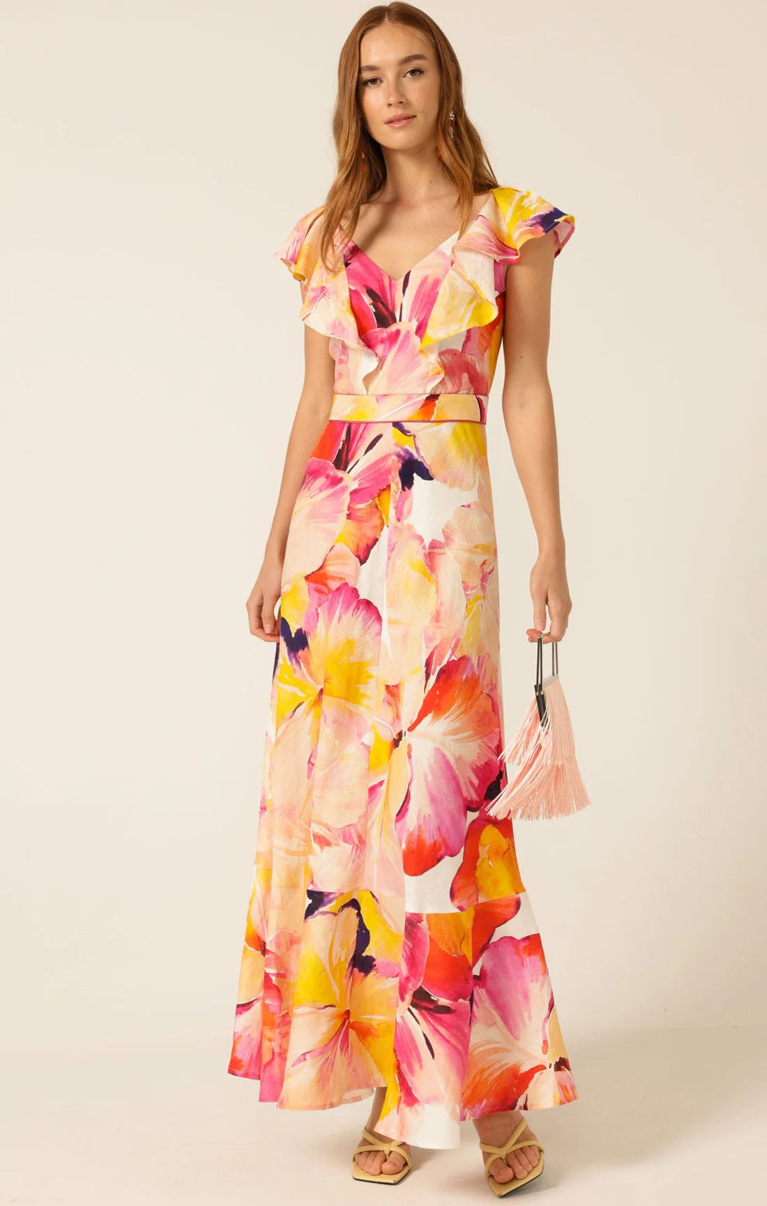 Sacha Drake - Summer Fiesta Maxi Dress - Pink Orange Hibiscus