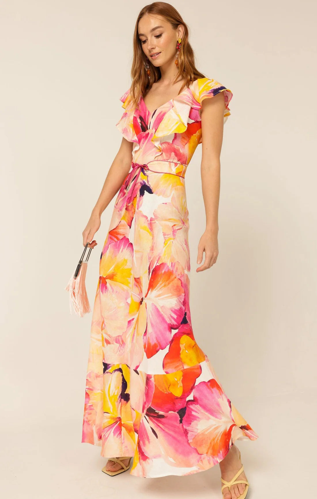 Sacha Drake - Summer Fiesta Maxi Dress - Pink Orange Hibiscus