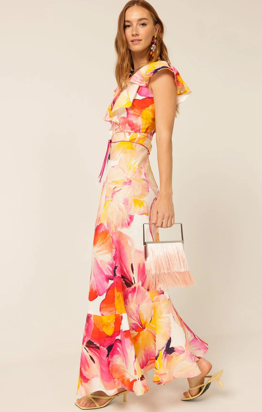 Sacha Drake - Summer Fiesta Maxi Dress - Pink Orange Hibiscus