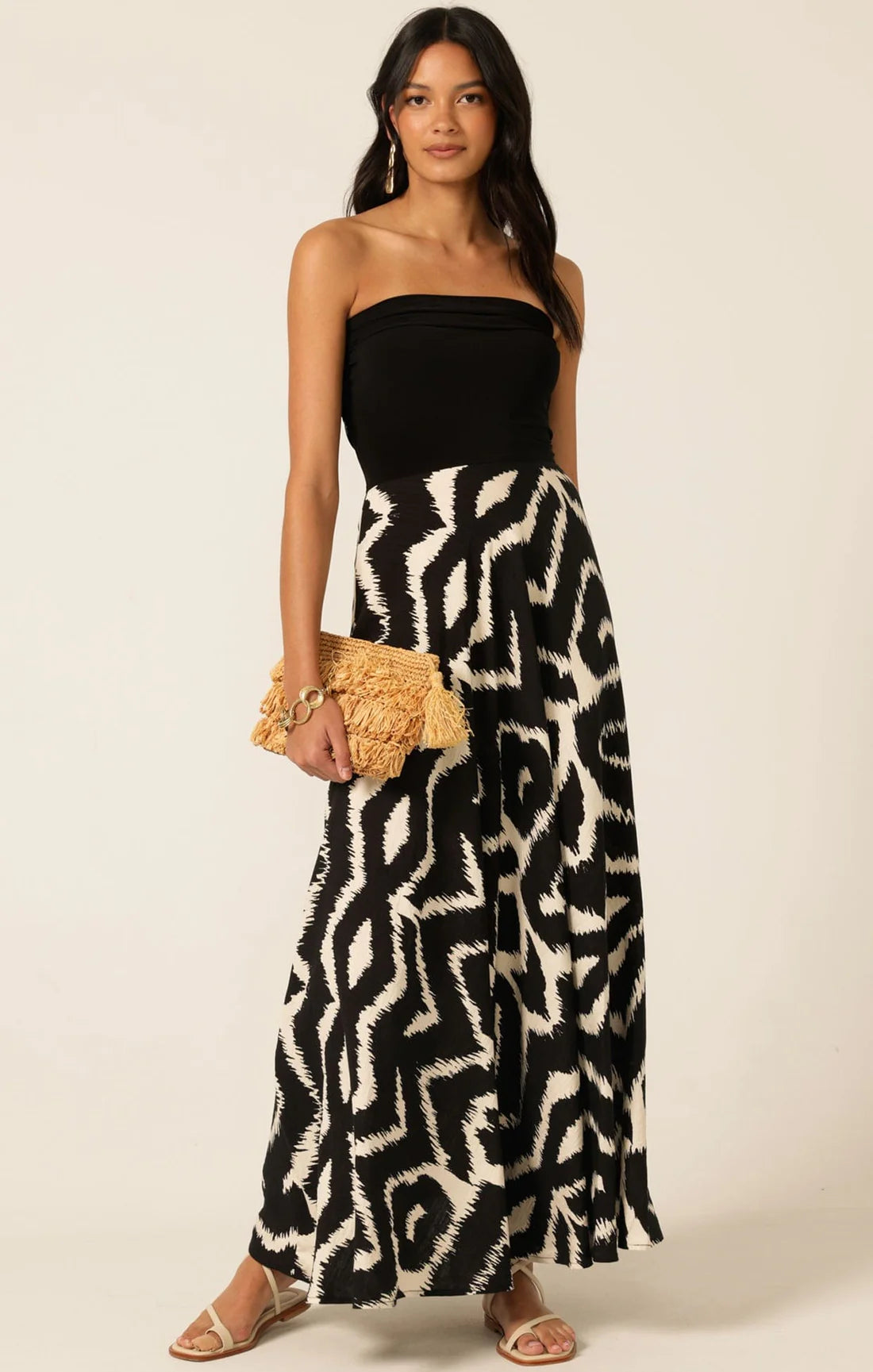 Sacha Drake - Villa Vita Maxi Dress - Black Cream Abstract