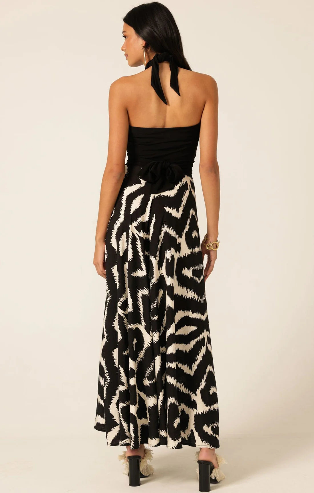 Sacha Drake - Villa Vita Maxi Dress - Black Cream Abstract