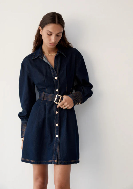 Mos the Label -  Sia Denim Mini Dress - Deep Indigo