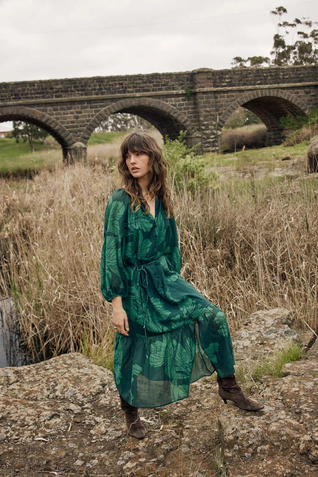 Fate & Becker - Lynn Tiered Dress - Evergreen