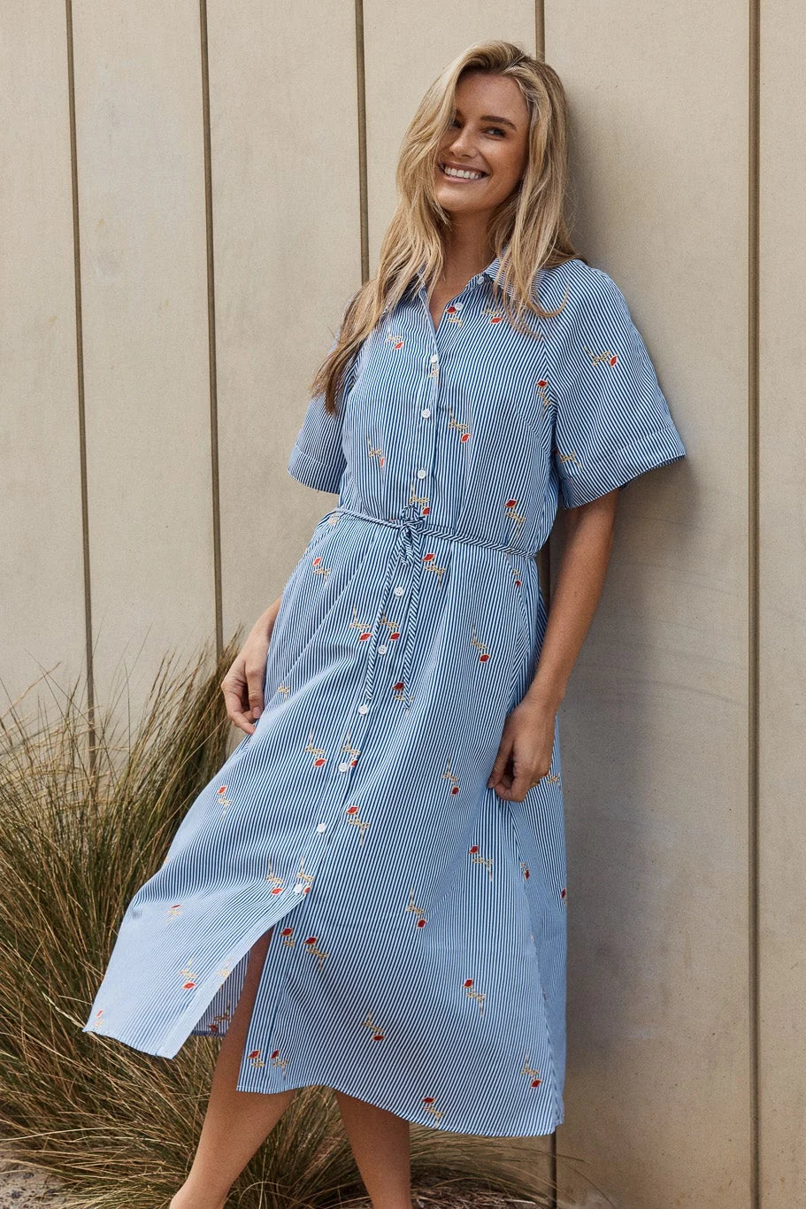 Betty Basics - Shelley Shirt Dress - Rose Stripe