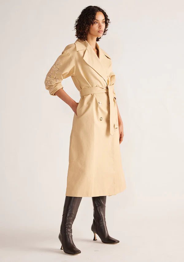 Louise Embroidery Trench - Beige