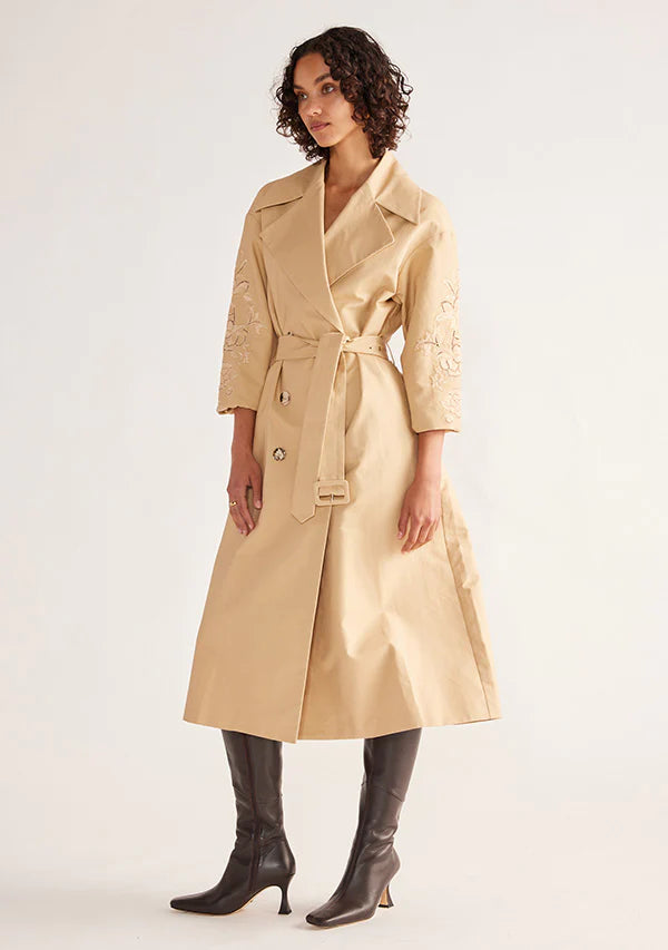 Louise Embroidery Trench - Beige