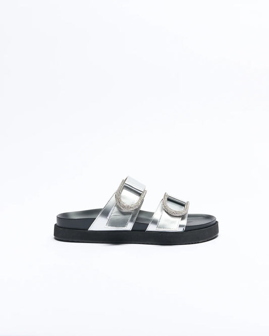 Walnut Melbourne - Mint Leather Slide - Silver