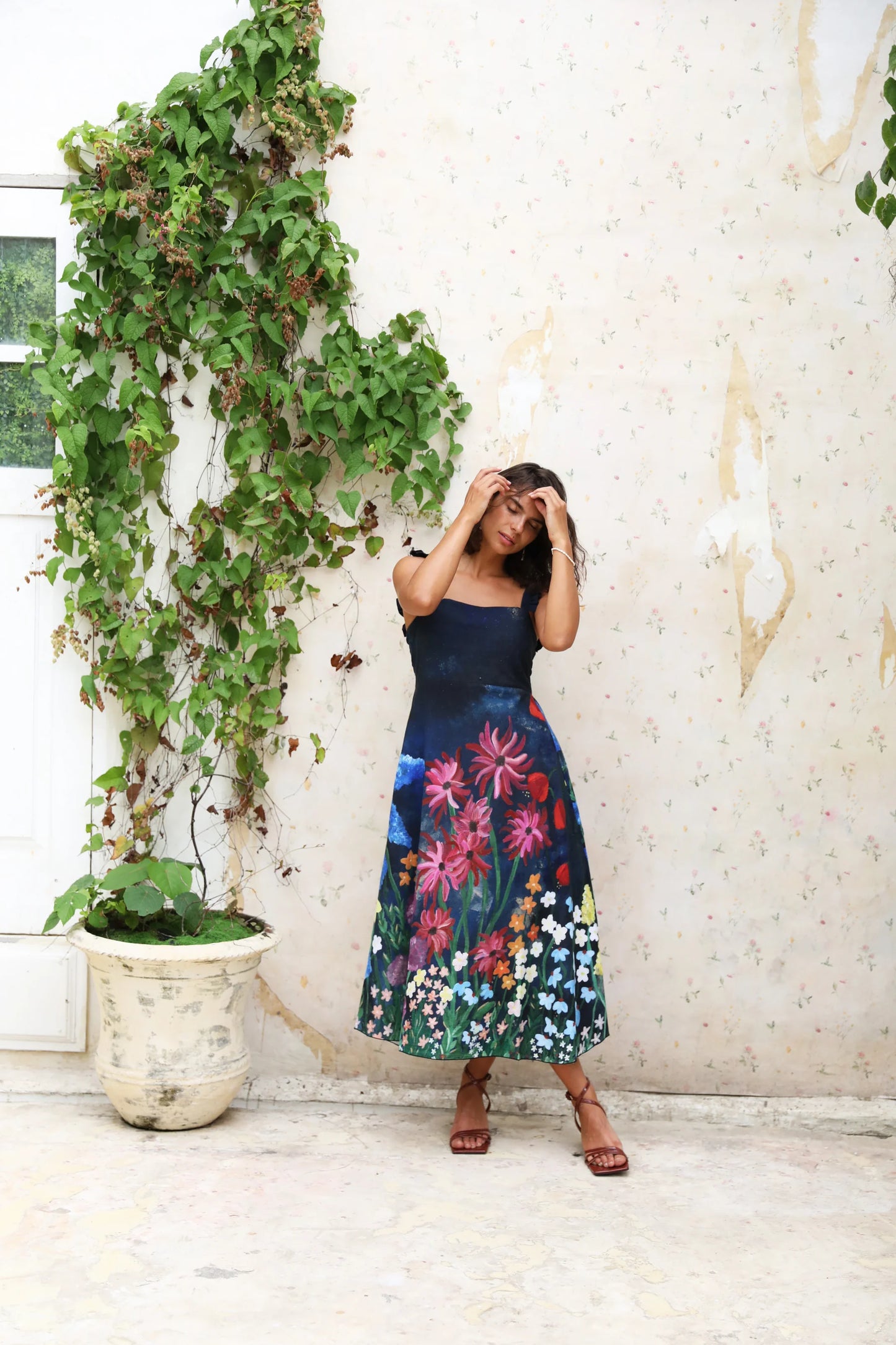 Flora Midi - Navy