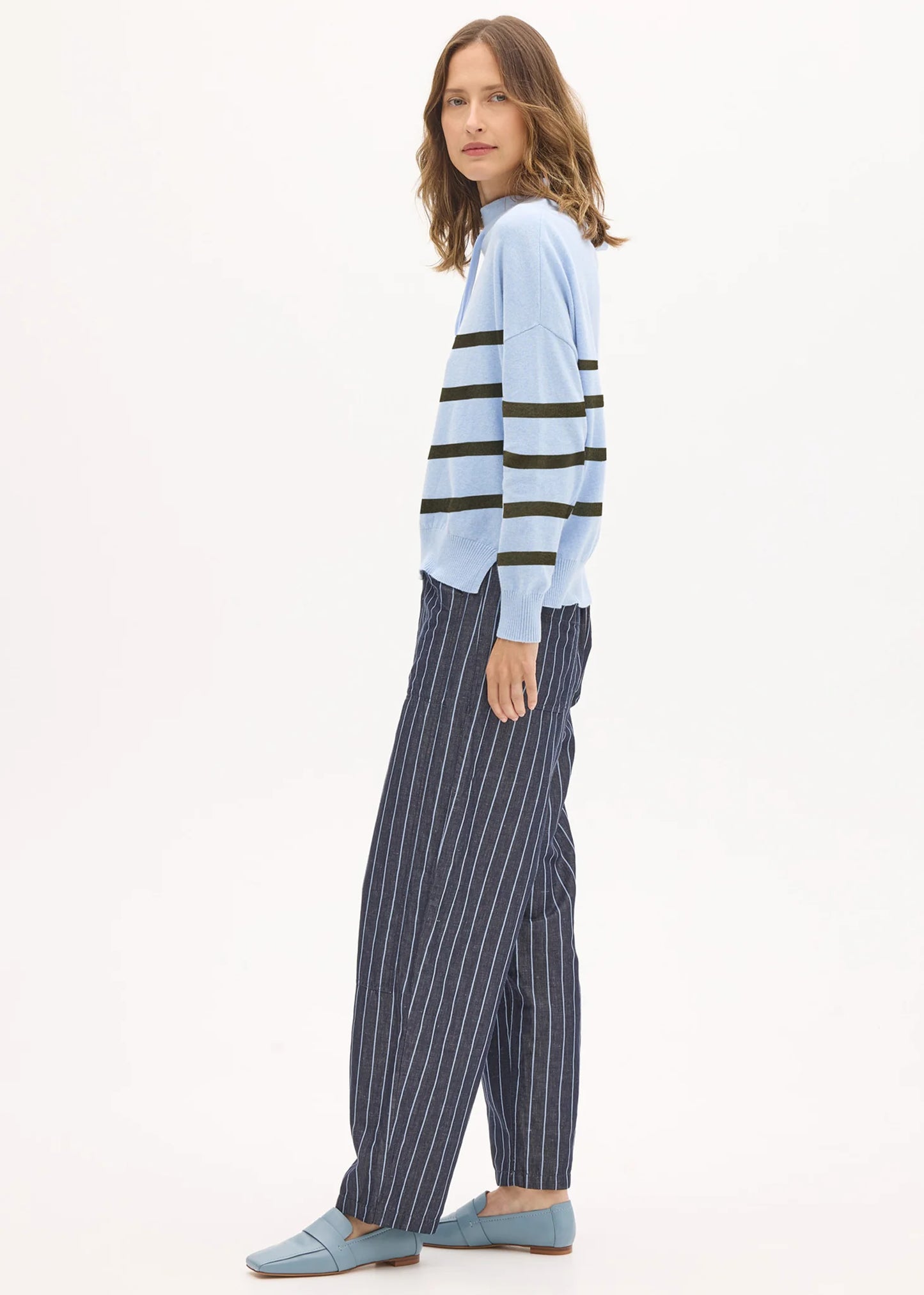 Pol Clothing - Rowan Drawcord Knit - Blue Green
