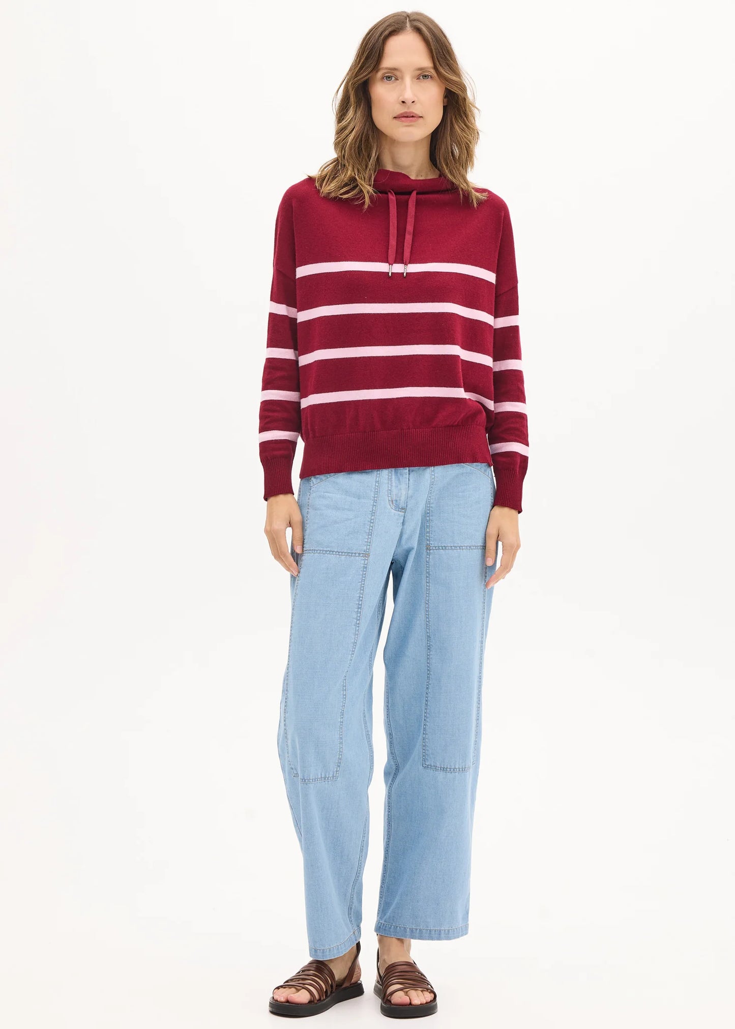 Pol Clothing - Rowan Drawcord Knit - Berry Pinkpol