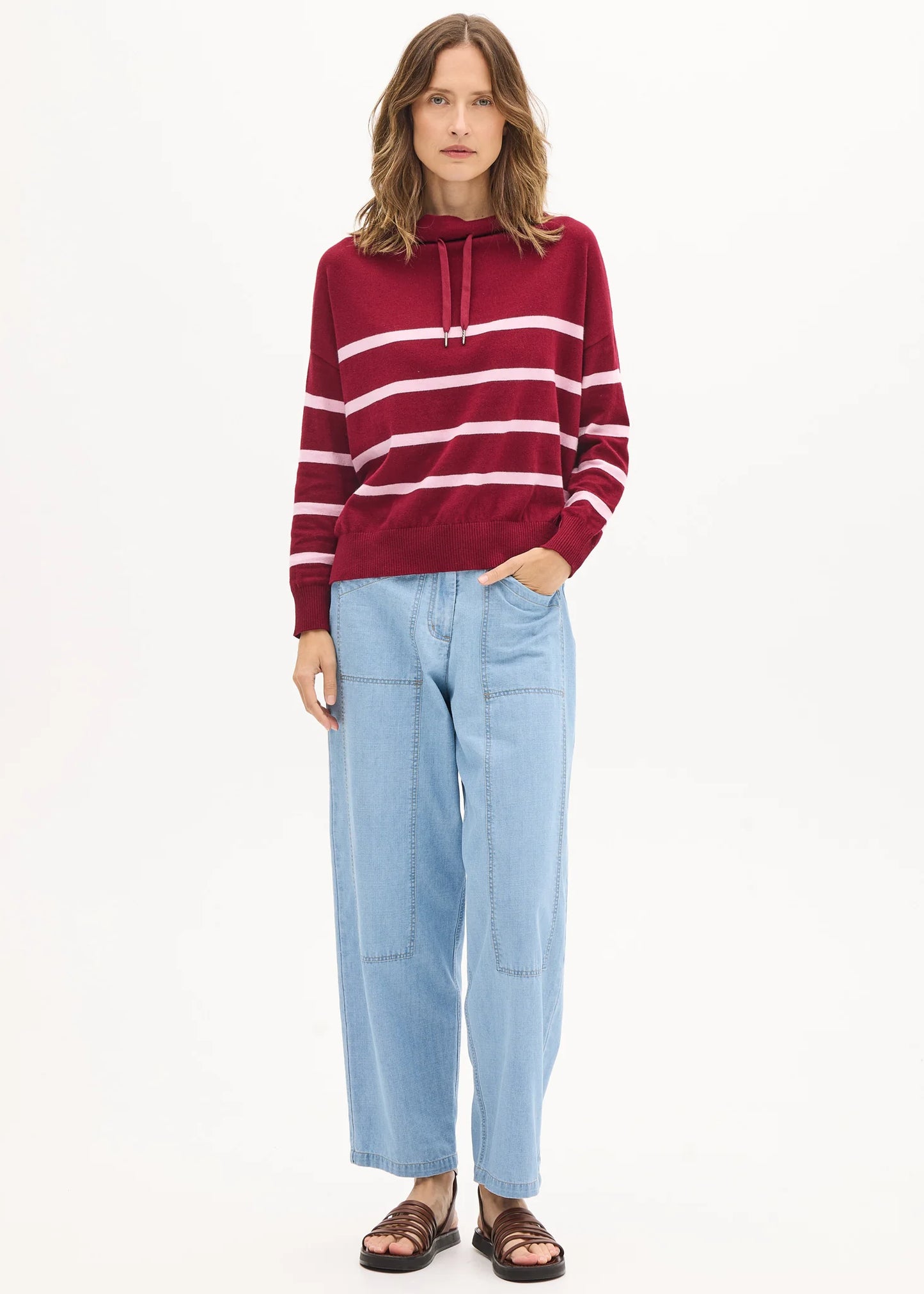 Pol Clothing - Rowan Drawcord Knit - Berry Pinkpol