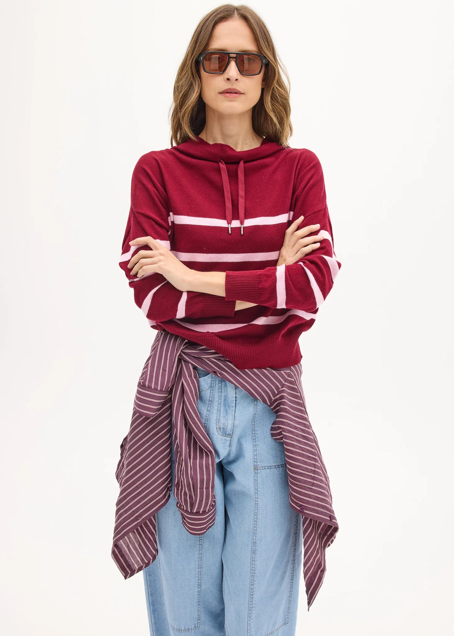 Pol Clothing - Rowan Drawcord Knit - Berry Pinkpol