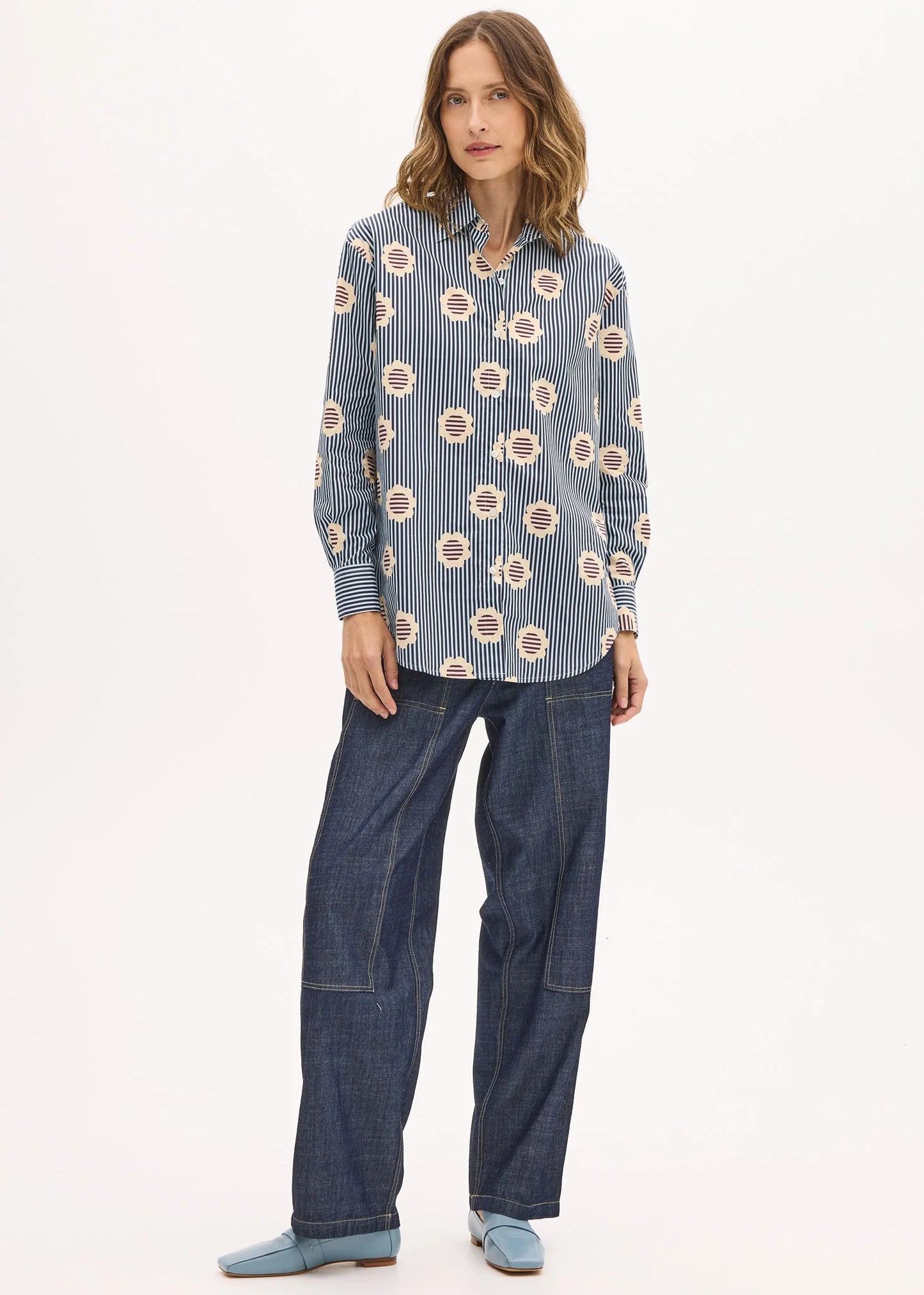 Pol Clothing - Quant Print Shirt - Ink Blue