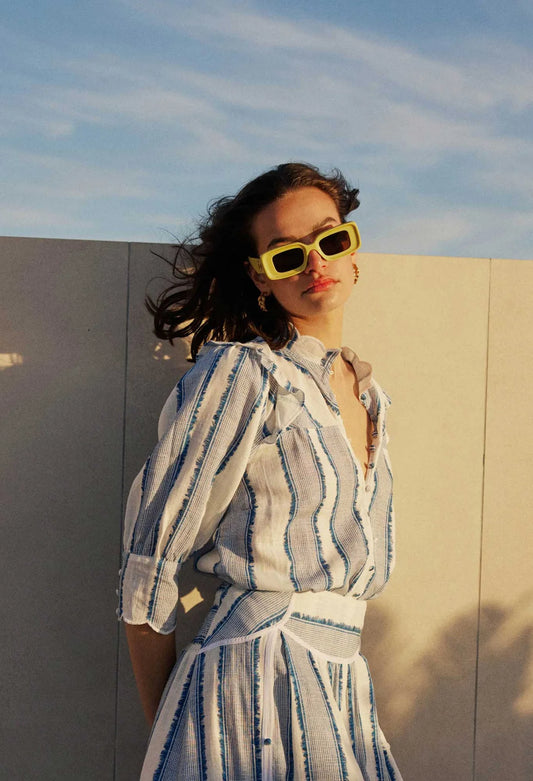 Once Was - Elysian Viscose Linen Blouse - Sorrento Stripe