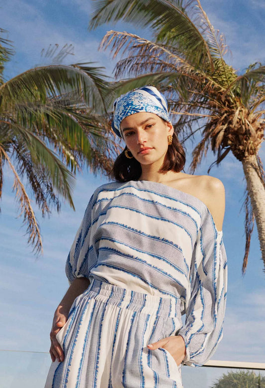 Once Was - Positano Viscose Top - Sorrento Stripe