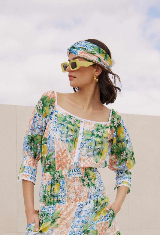 Once Was - Lucia Cotton Silk Top - Limonata