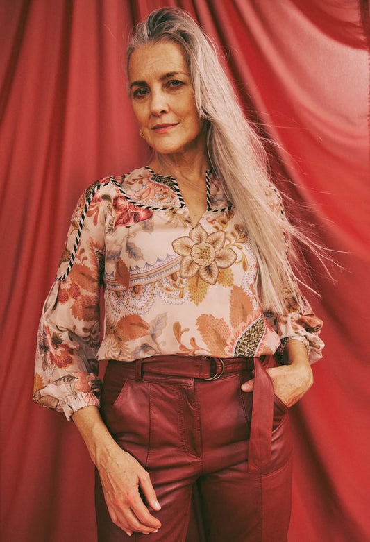 Once Was - Altair Cotton Silk Top -  Aries Floral
