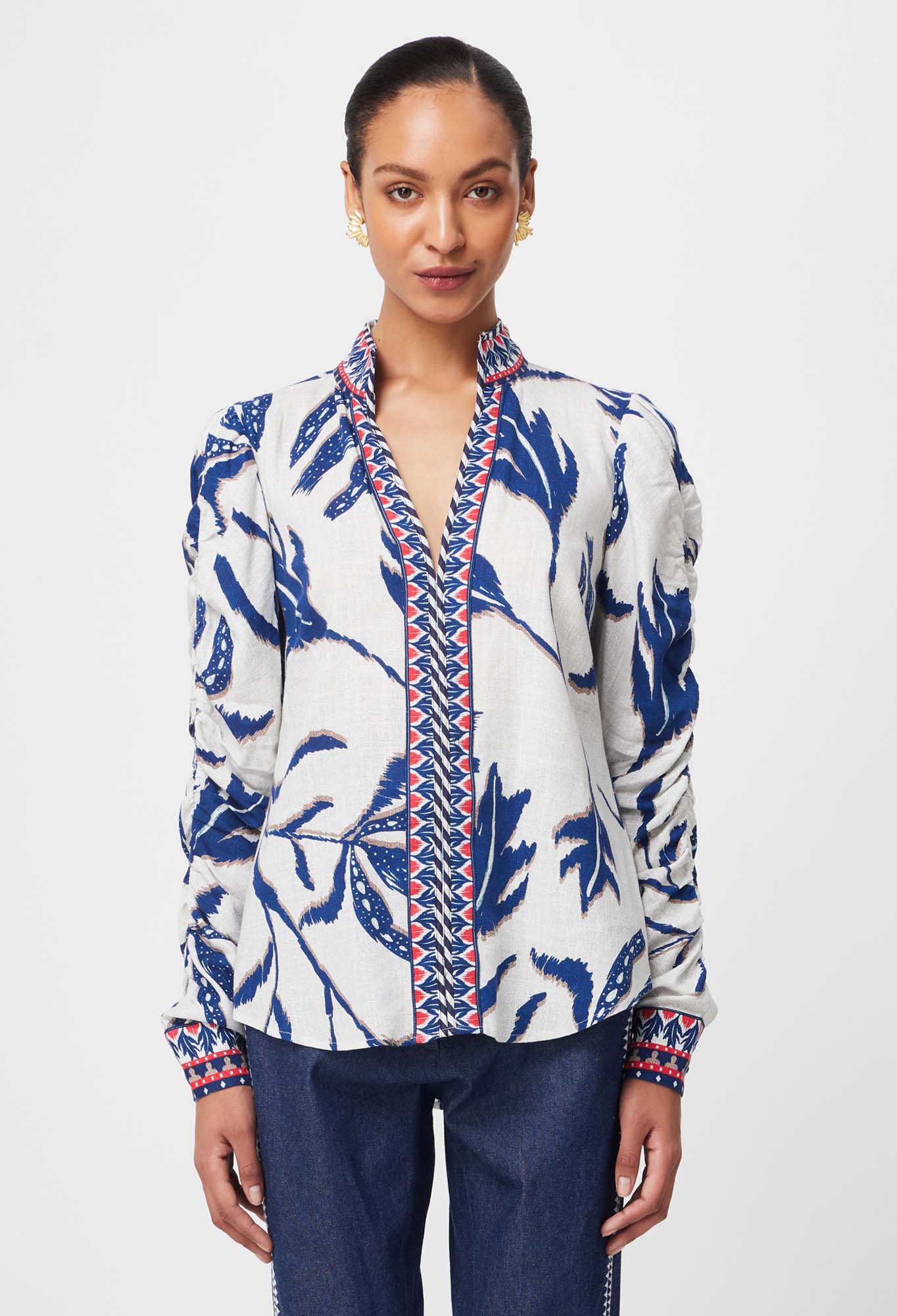 Once Was - Pavillion Linen Viscose Shirt - Palm Shadow