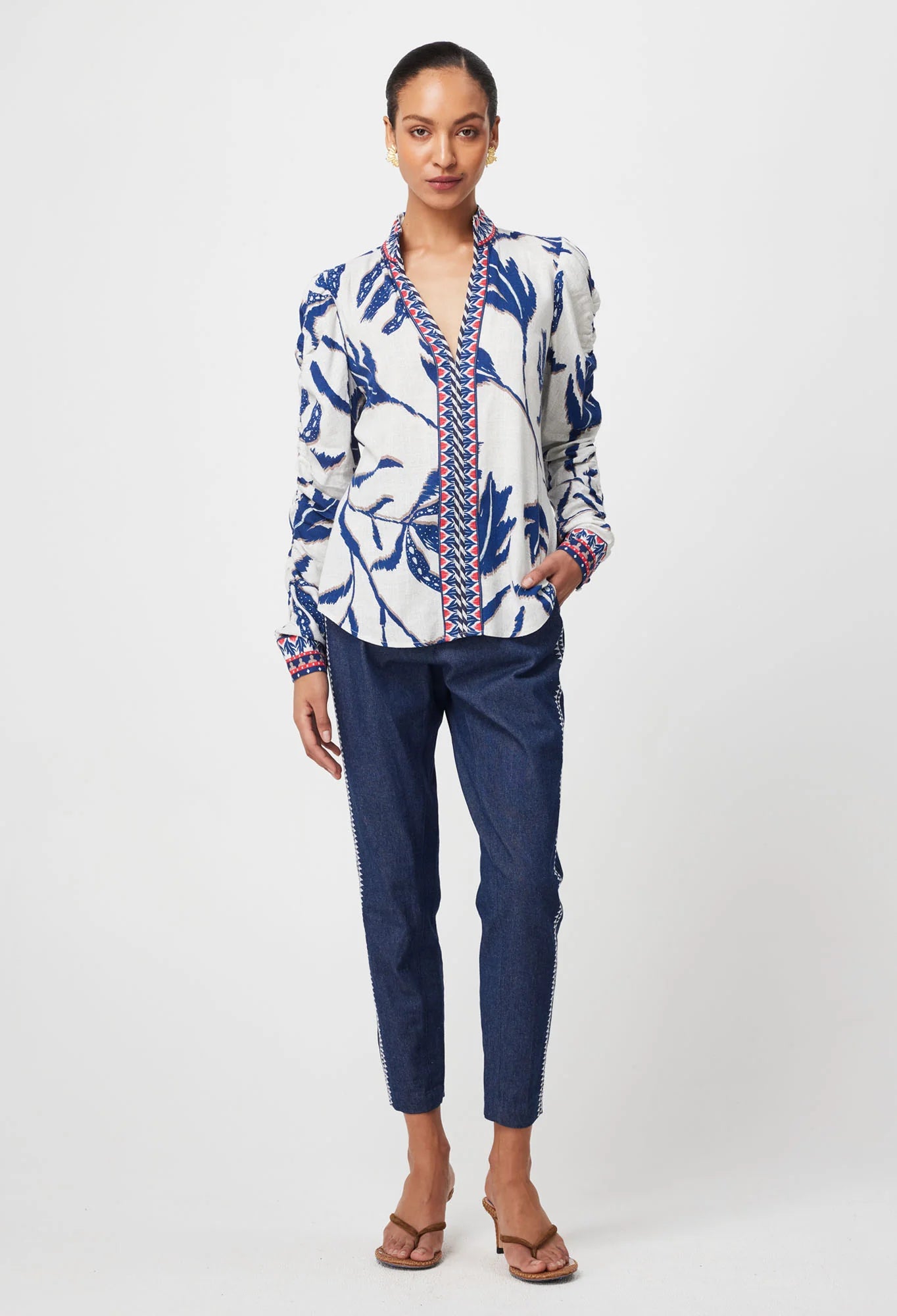 Once Was - Pavillion Linen Viscose Shirt - Palm Shadow