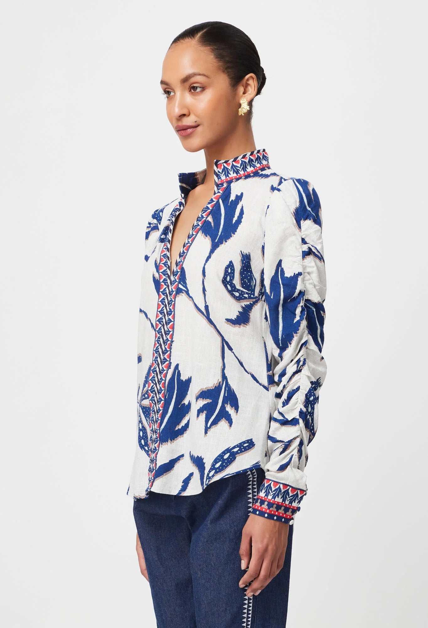 Once Was - Pavillion Linen Viscose Shirt - Palm Shadow
