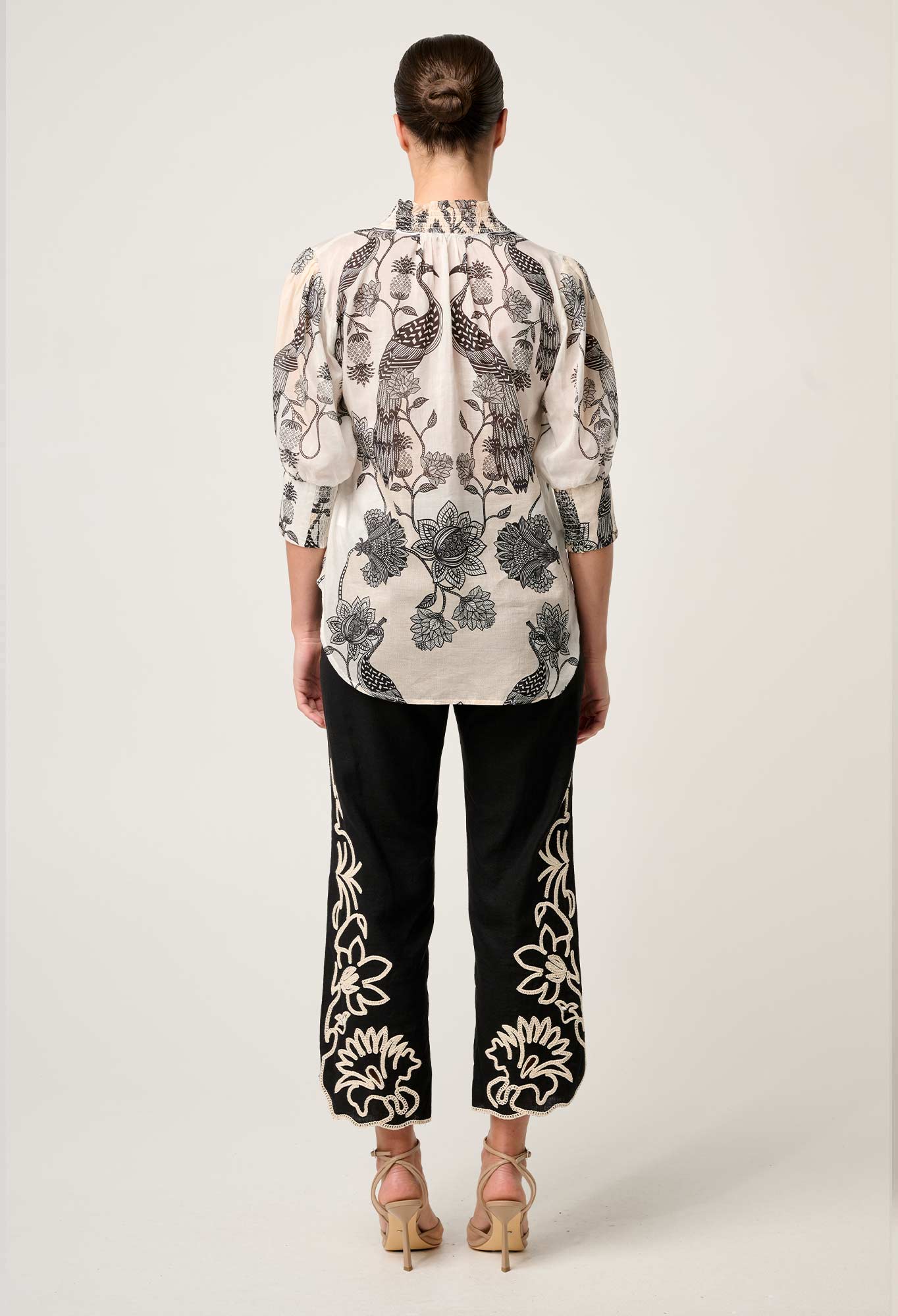 Once Was - Oleander Cotton Silk Shirred Blouse - Imperial Stone