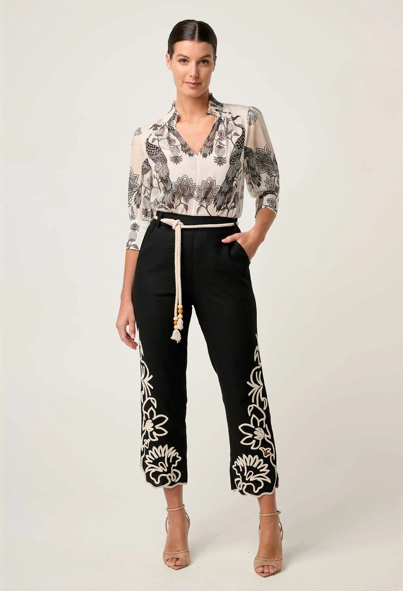 Once Was - Oleander Cotton Silk Shirred Blouse - Imperial Stone