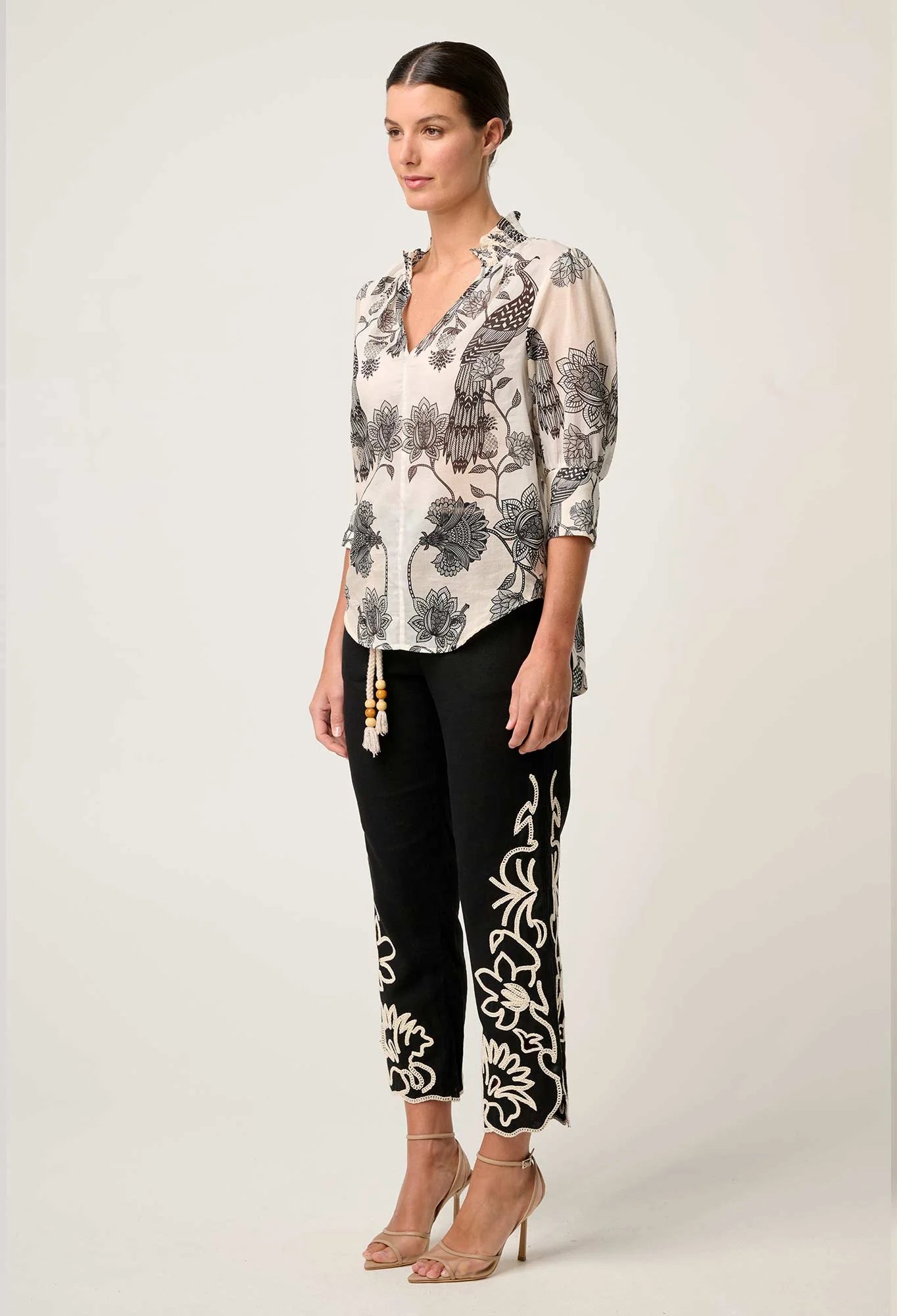 Once Was - Oleander Cotton Silk Shirred Blouse - Imperial Stone