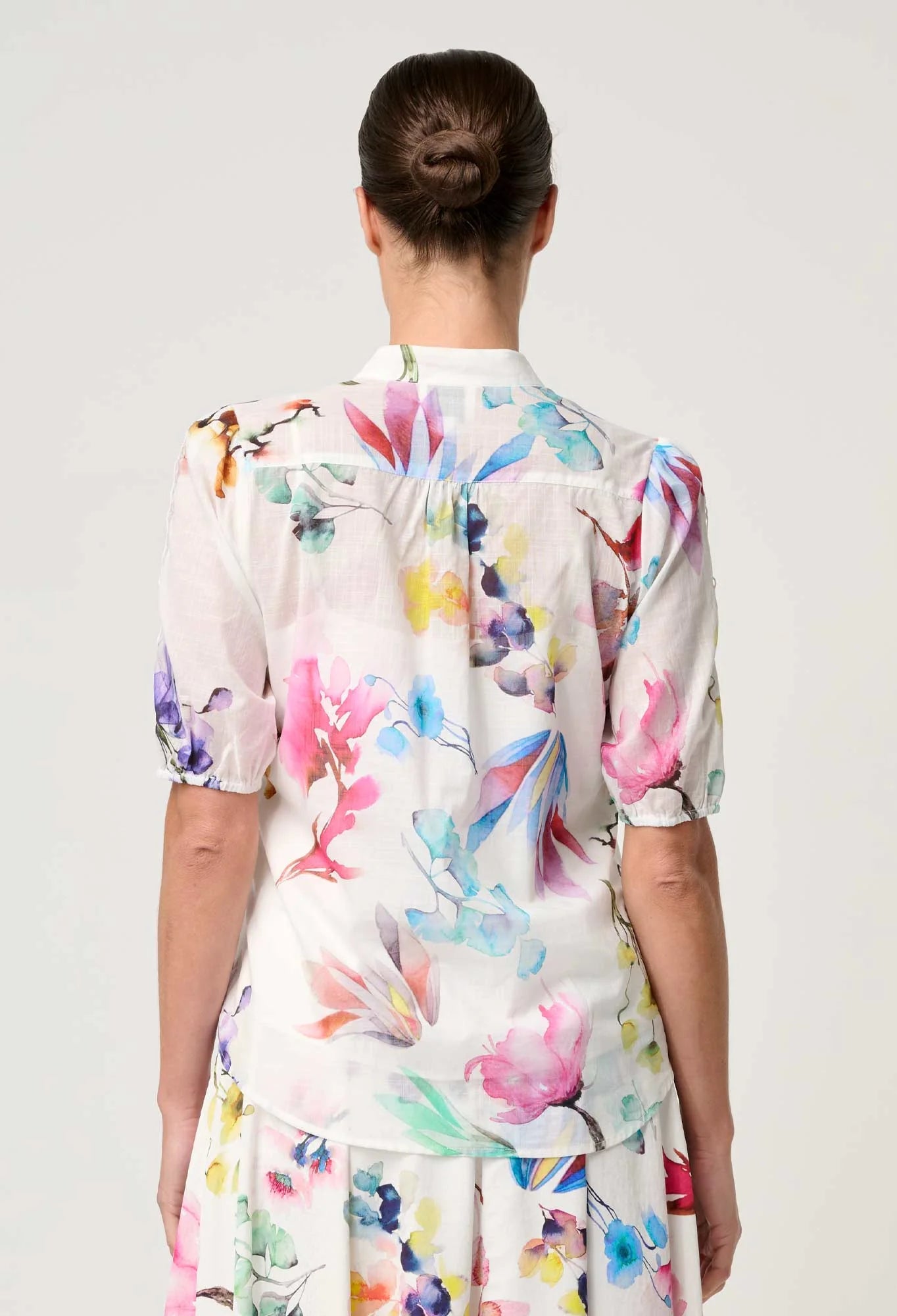 Once Was - Thalia Lace Cotton Slub Shirt - Plume Blossom