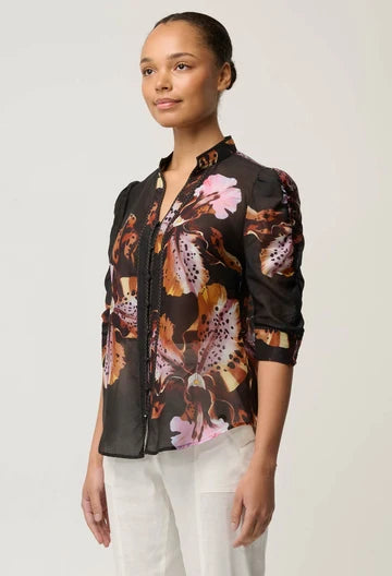 Once Was - Calantha Cotton Silk Sleeve Shirt - Sunset Orchid