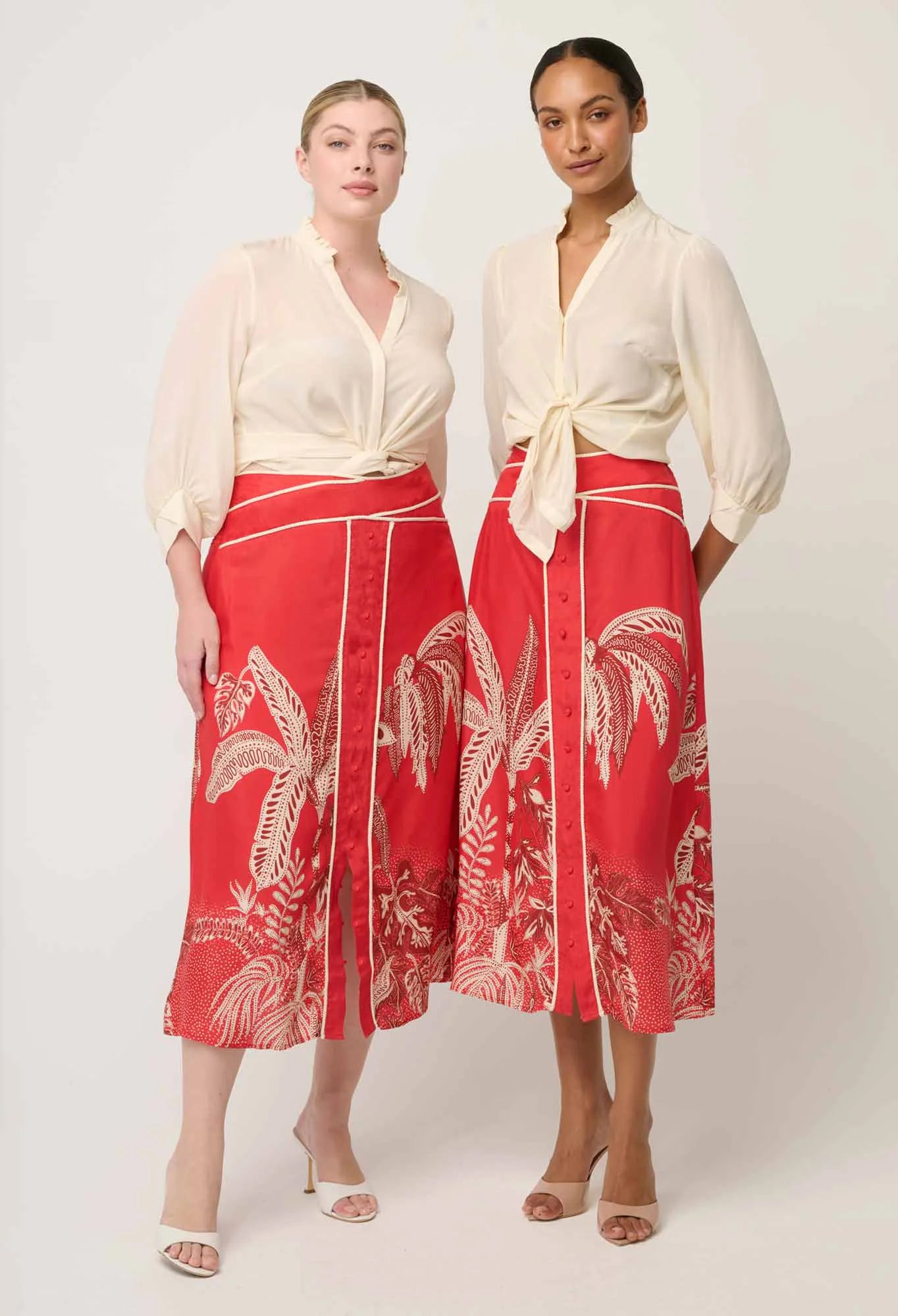 Once Was - Chloe Silk Criss Cross Cuffed Shit - Cloud