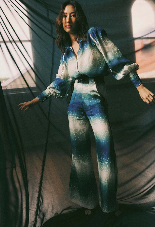 Sale - Once Was - Grace Cupro Viscose Pant - Galaxy Print