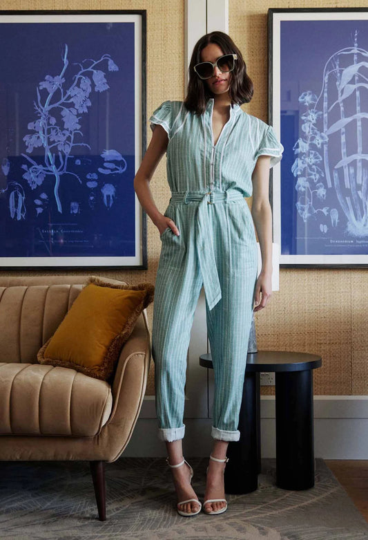 Once Was - Transit Linen Viscose Pant – Capri Stripe