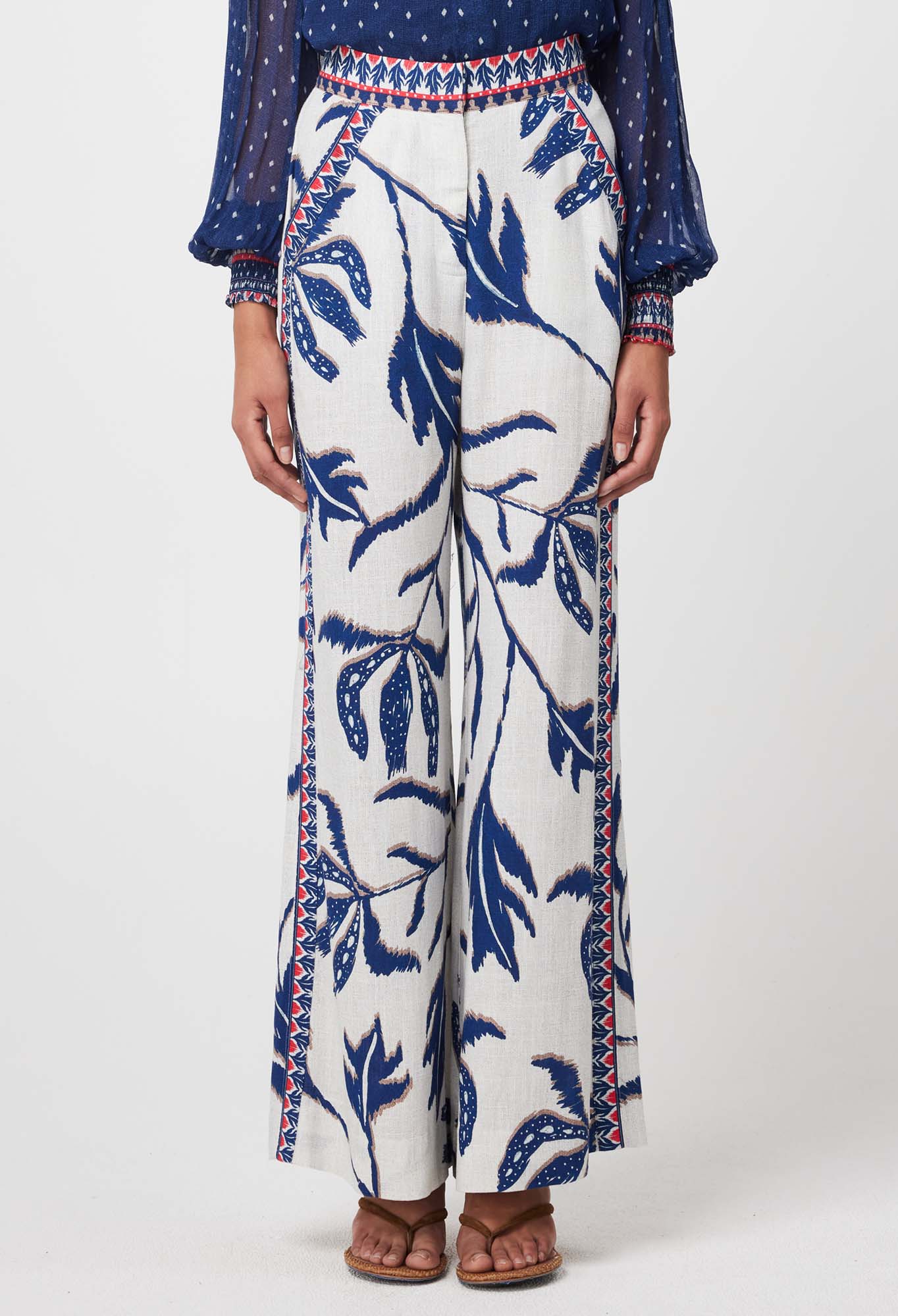 Once Was - Eudora Linen Viscose Pant - Palm Shadow