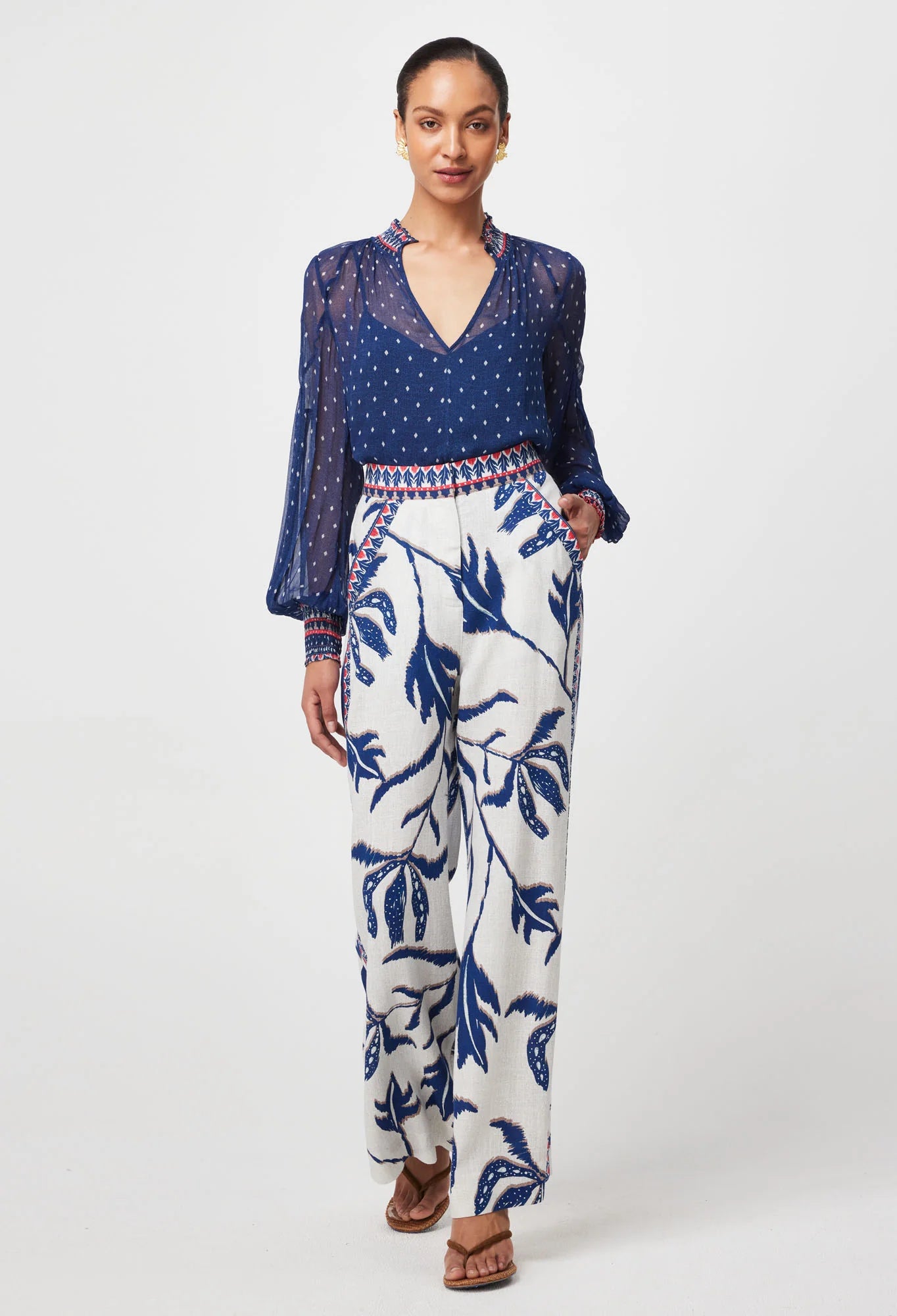 Once Was - Eudora Linen Viscose Pant - Palm Shadow