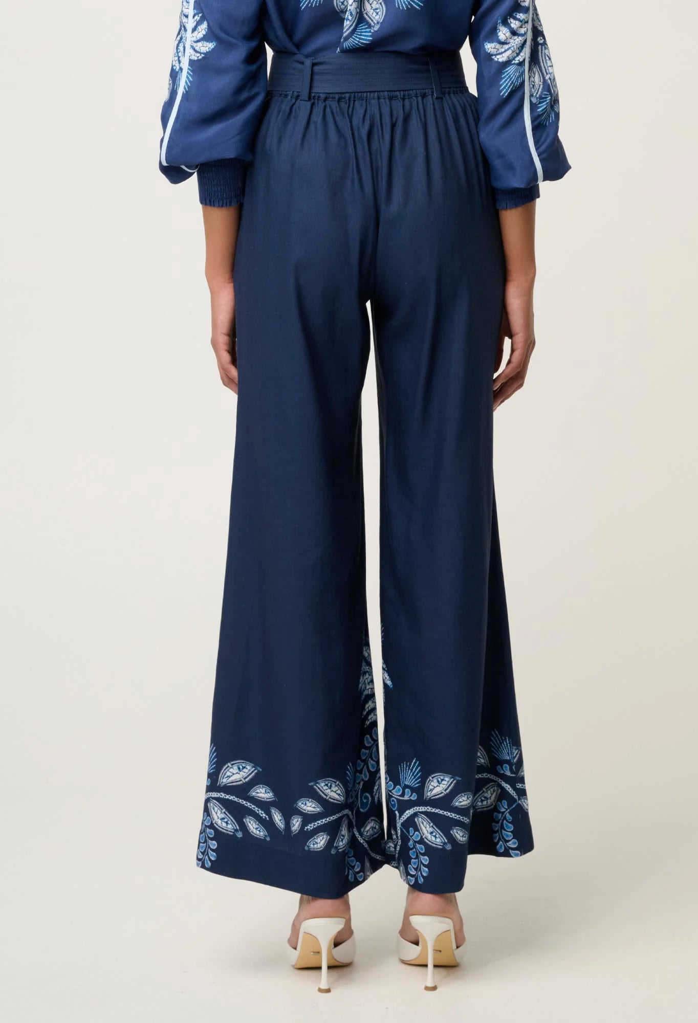 Once Was - Sloane Linen Viscose Wide Leg Pant - Moonlit Batik