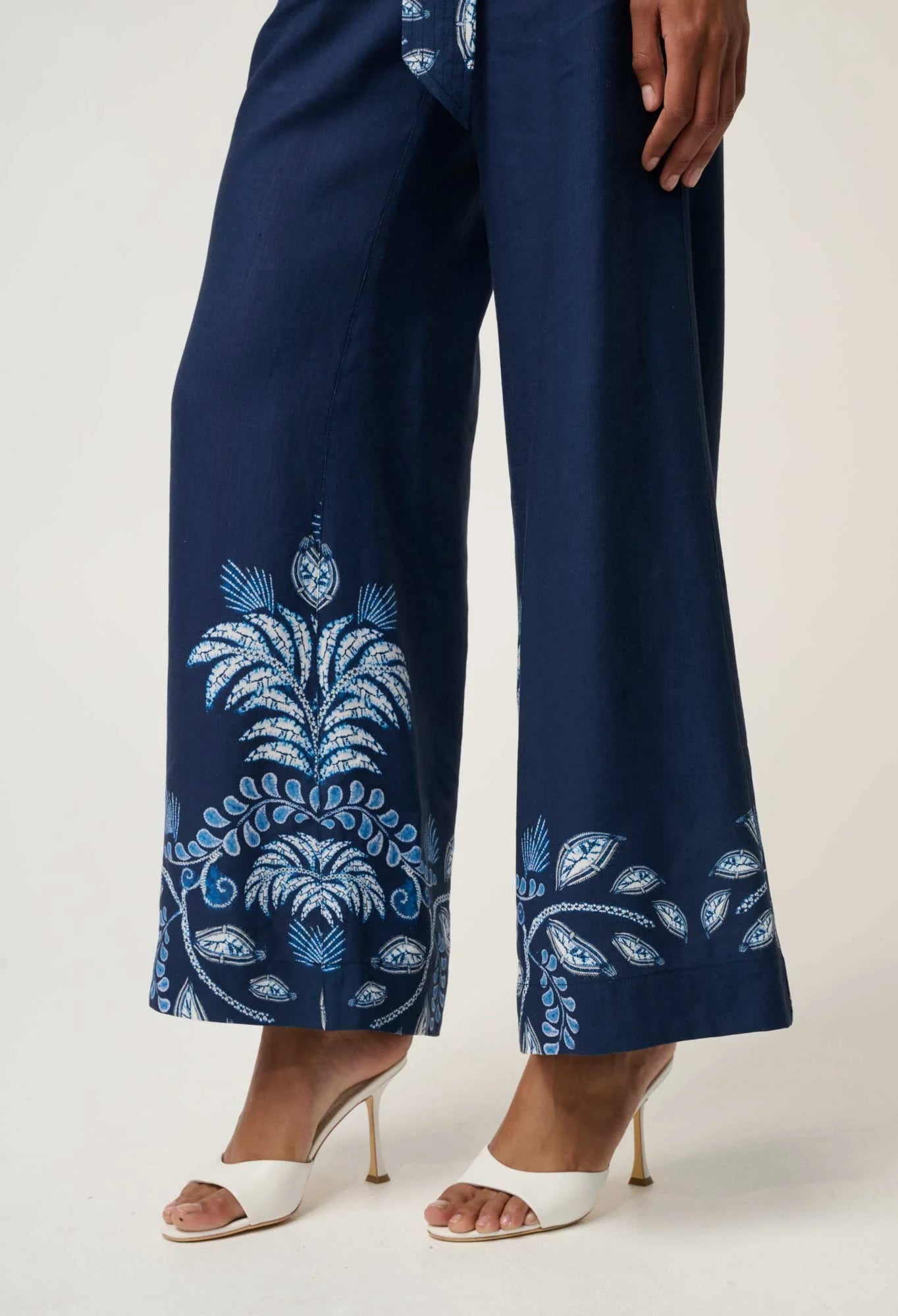 Once Was - Sloane Linen Viscose Wide Leg Pant - Moonlit Batik